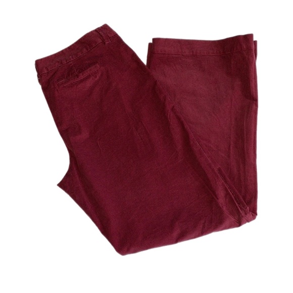 L.L. Bean Big and Tall Burgundy Corduroy Wide Leg Trouser Pants - Picture 2 of 13